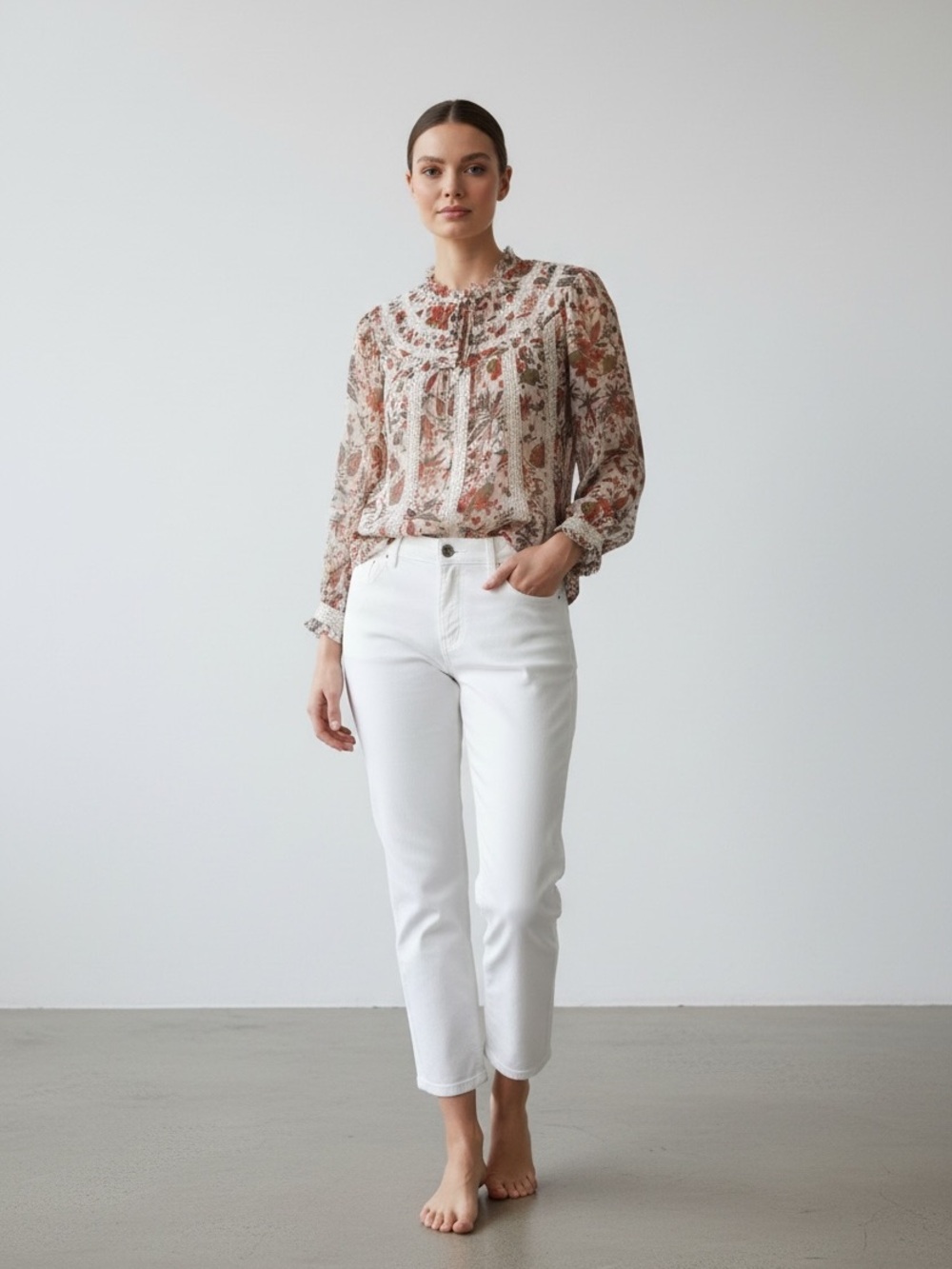 Anthropologie Feather Bone Blouse & NWT Maison Jules Pants Set Size 8